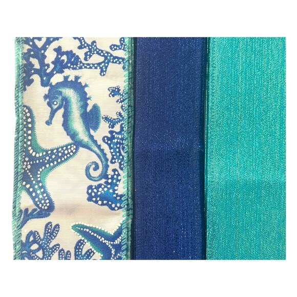 Find Me By the Sea Seahorse Sign Ribbon Summer Beach House Wreath Kit Bundle - Picture 5 of 8